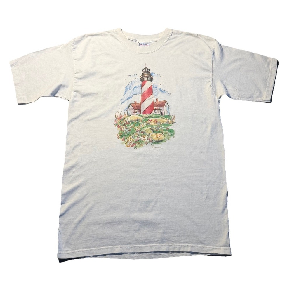 Vintage 90s‎ Lighthouse Tee All Sport USA Single Stitch Large